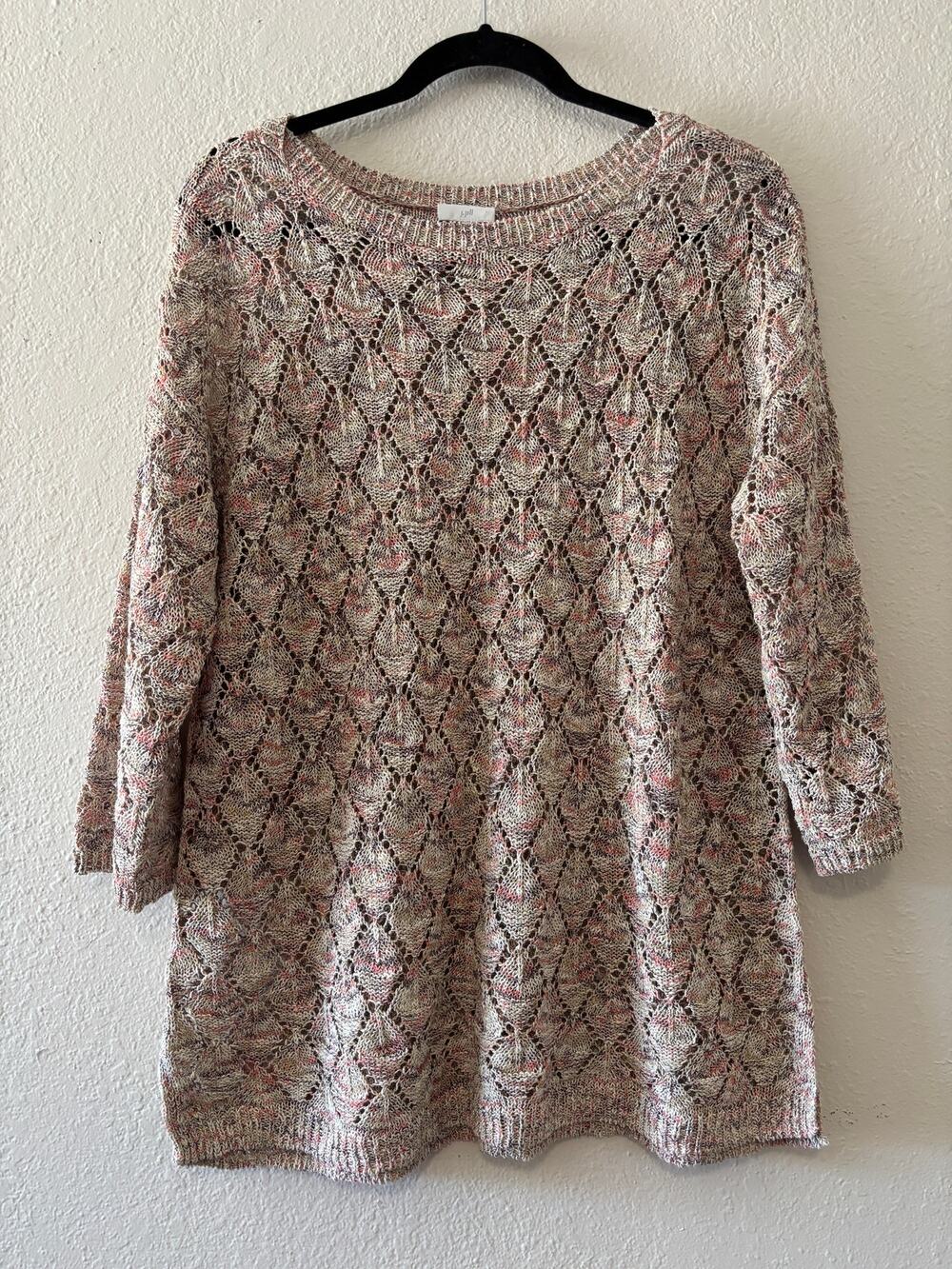 J.Jill Open Knit Pullover Sweater Women’s Size Medium Cotton Blend Cottagecore